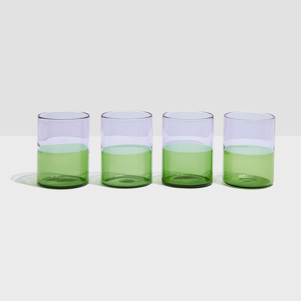 FAZEEK | TWO TONE GLASSES | SET OF 4 LILAC & GREEN