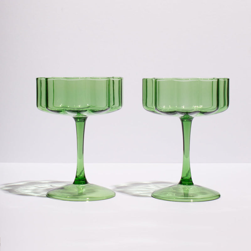 FAZEEK | TWO WAVE COUPE GLASSES - GREEN