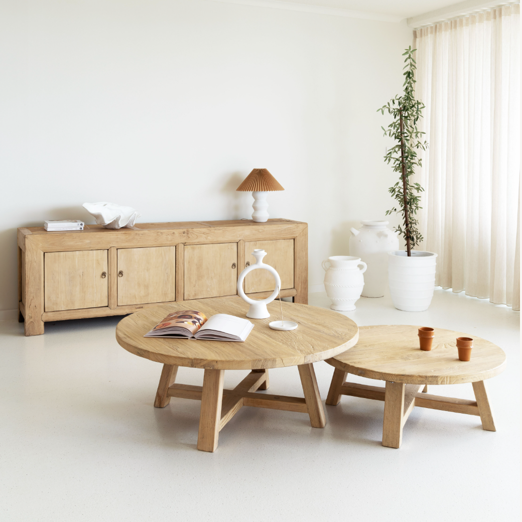 ELM TIMBER ROUND COFFEE TABLE