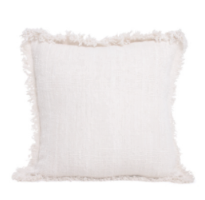 LUXE FRINGE CUSHION COVER WHITE HELLO TRADER