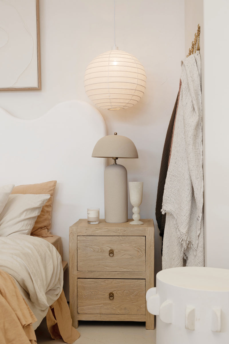 ELM TIMBER BEDSIDE TABLE