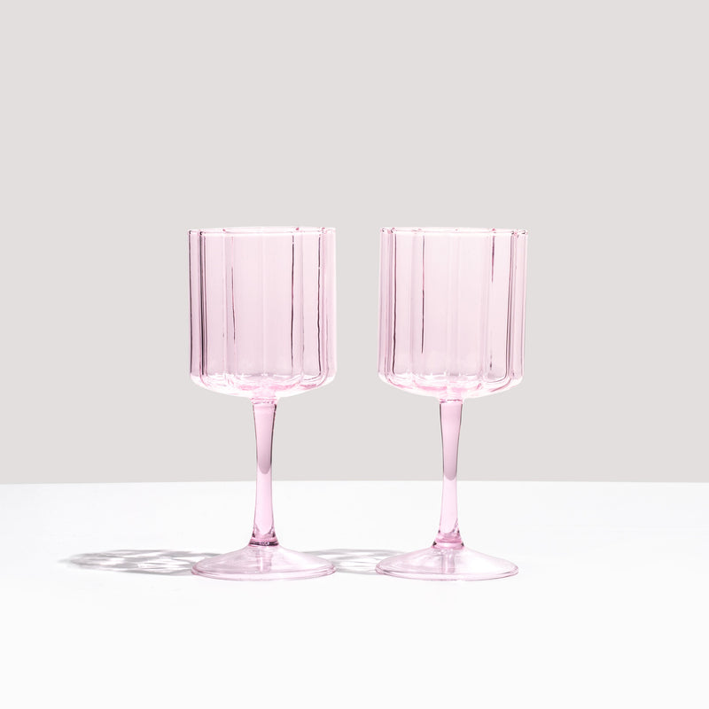 FAZEEK | TWO WAVE WINE GLASS - PINK