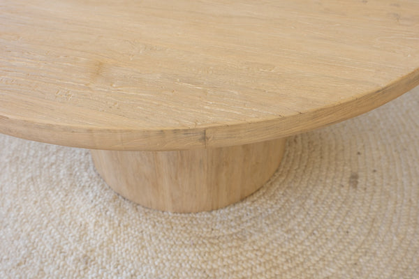 ELM WOOD DINING TABLE - ROUNDED BASE