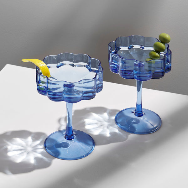 FAZEEK | TWO WAVE COUPE GLASSES - BLUE