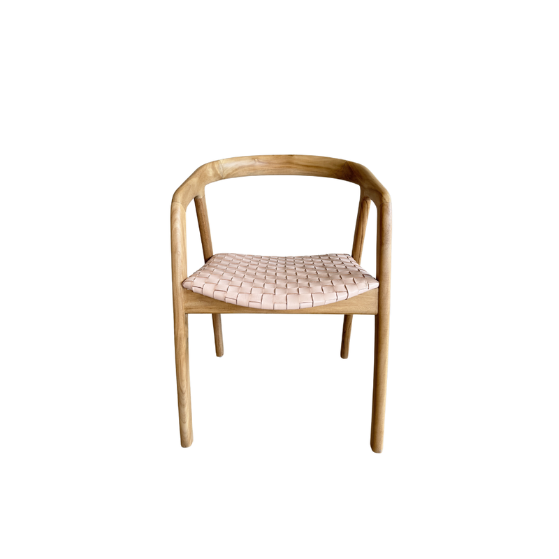 CASA TEAK & WOVEN LEATHER DINING CHAIR