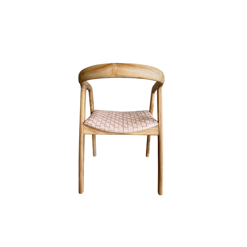 CASA TEAK & WOVEN LEATHER DINING CHAIR