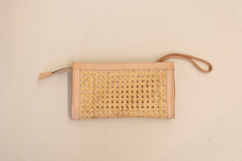 RATTAN & LEATHER CLUTCH