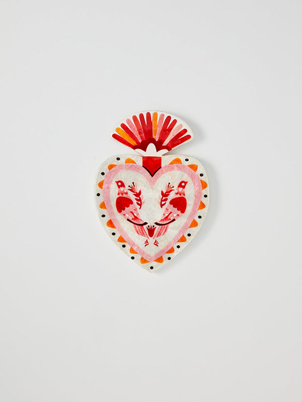 PAJARO HEART PINK WALL ART