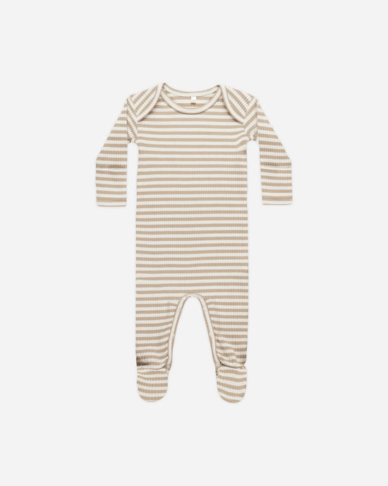 QUINCY MAE | RIBBED FOOTIE | LATTE STRIPE