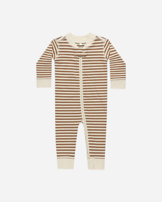 QUINCY MAE | ZIP LONG SLEEVE SLEEPER | CINNAMON STRIPE