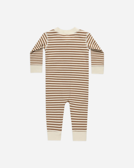 QUINCY MAE | ZIP LONG SLEEVE SLEEPER | CINNAMON STRIPE