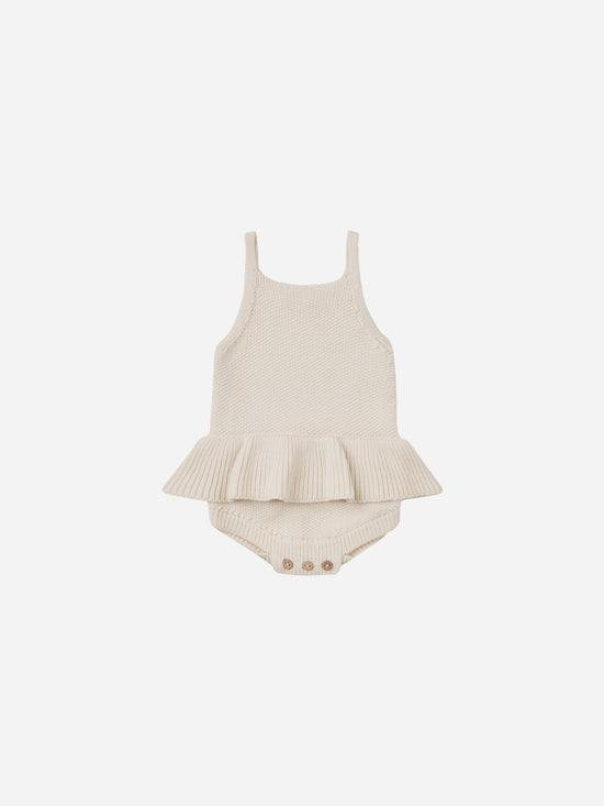 QUINCY MAE | KNIT RUFFLE ROMPER | NATURAL