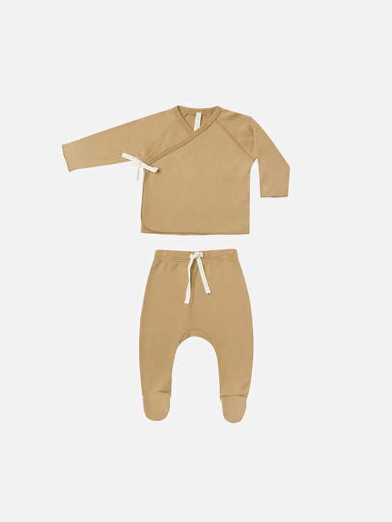 QUINCY MAE | WRAP TOP + FOOTED PANT SET - HONEY