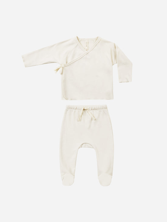 QUINCY MAE | WRAP TOP + FOOTED PANT SET - IVORY