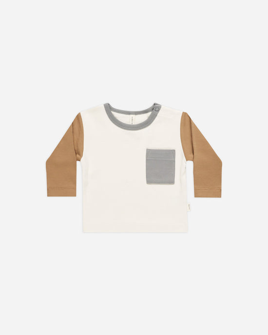 QUINCY MAE | LONG SLEEVE POCKET TEE | COLOUR BLOCK