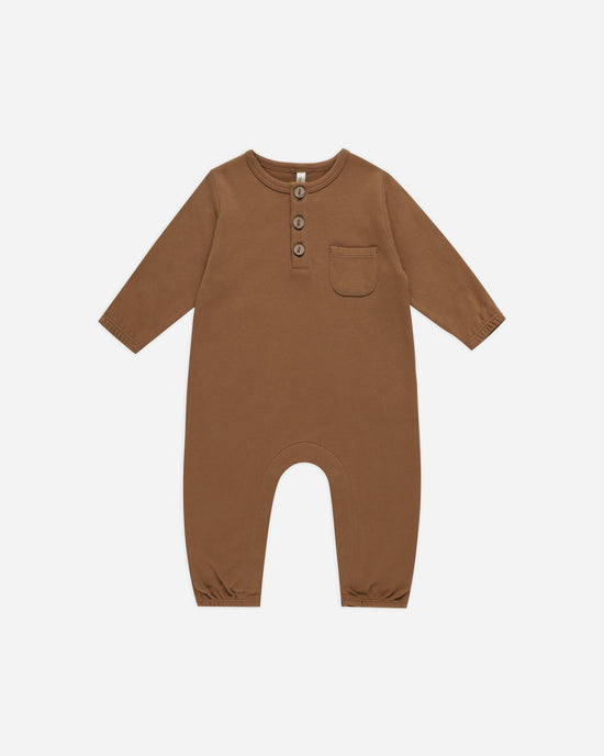 QUINCY MAE | LONG SLEEVE POCKET JUMPSUIT | CINNAMON