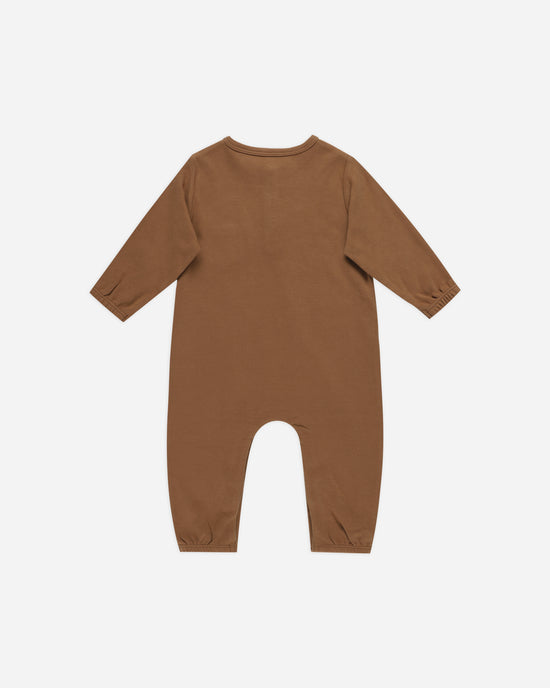 QUINCY MAE | LONG SLEEVE POCKET JUMPSUIT | CINNAMON