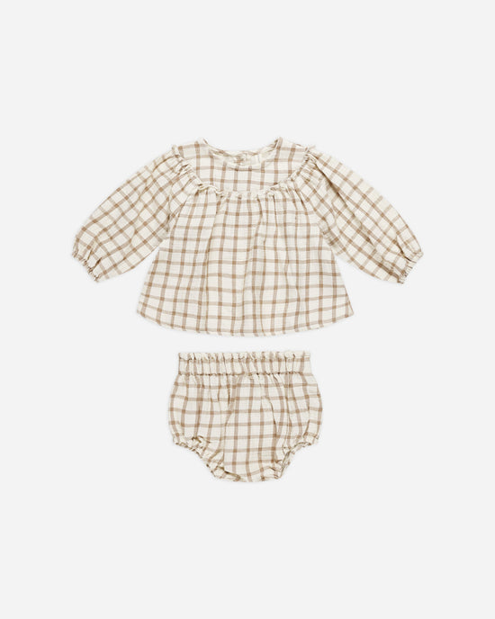 QUINCY MAE | MIA TOP & BLOOMER SET | CINNAMON PLAID