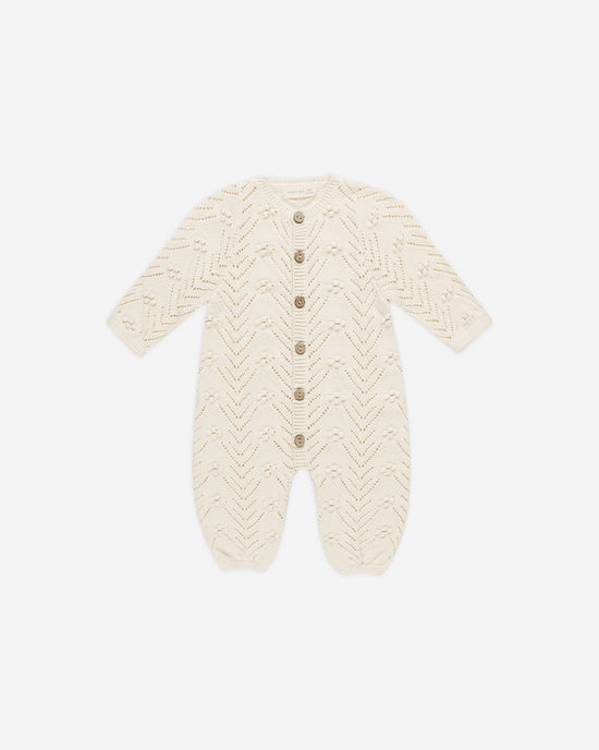 QUINCY MAE | LONG SLEEVE BOBBLE ROMPER | NATURAL