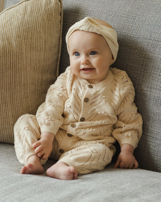 QUINCY MAE | LONG SLEEVE BOBBLE ROMPER | NATURAL