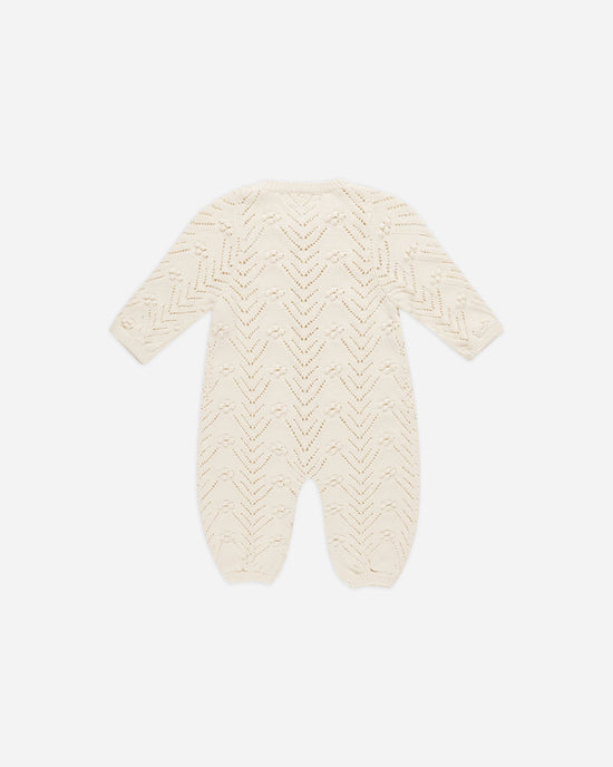 QUINCY MAE | LONG SLEEVE BOBBLE ROMPER | NATURAL