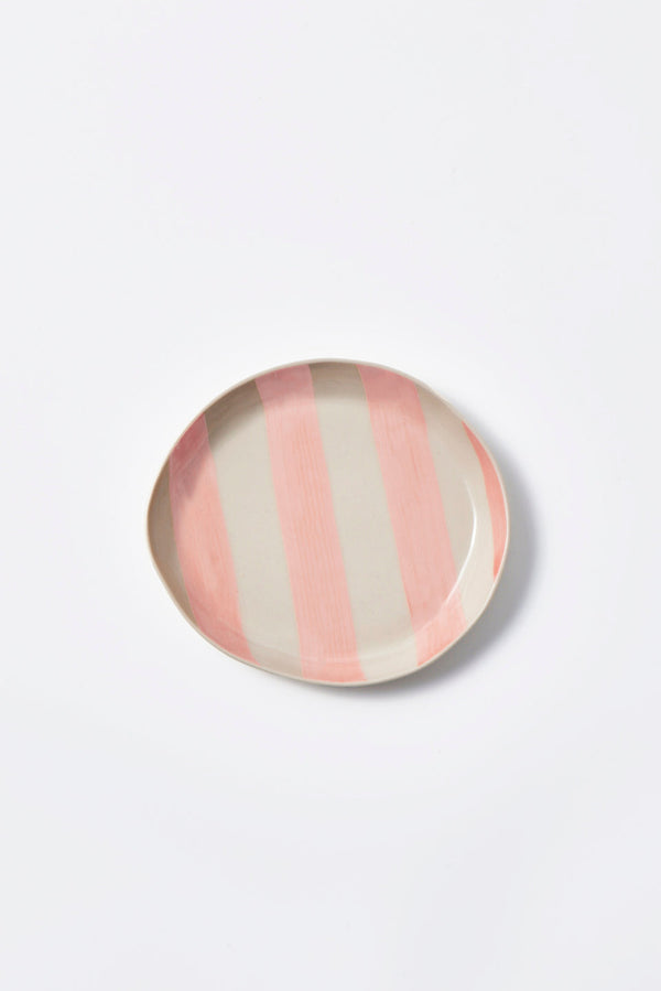 CABANA STRIPE PLATE PINK