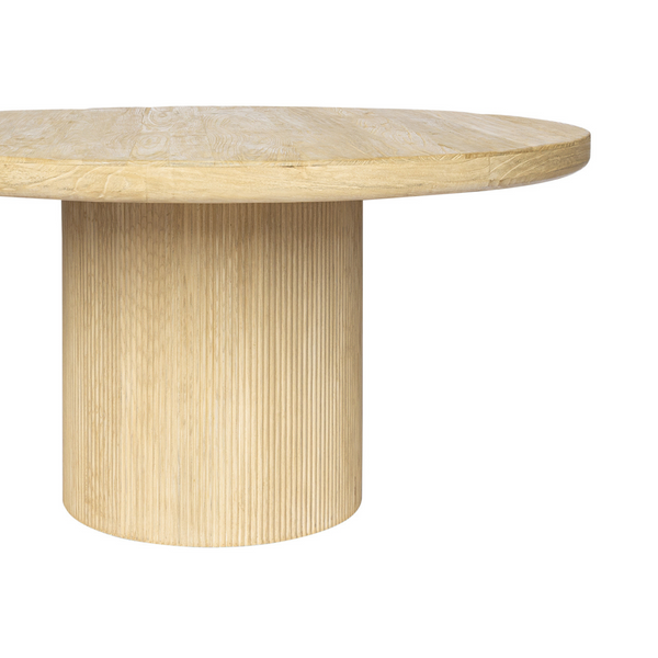 ELM WOOD DINING TABLE - FLUTED BASE