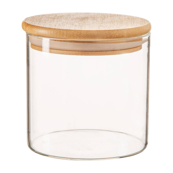 SCANDI GLASS STORAGE JAR WITH WOODEN LID | 550ML