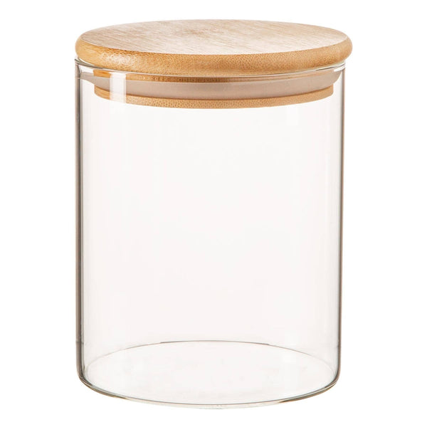 SCANDI GLASS STORAGE JAR WITH WOODEN LID | 750ML