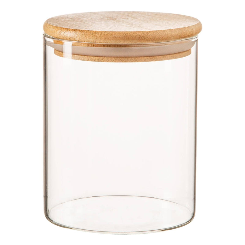 SCANDI GLASS STORAGE JAR WITH WOODEN LID | 750ML