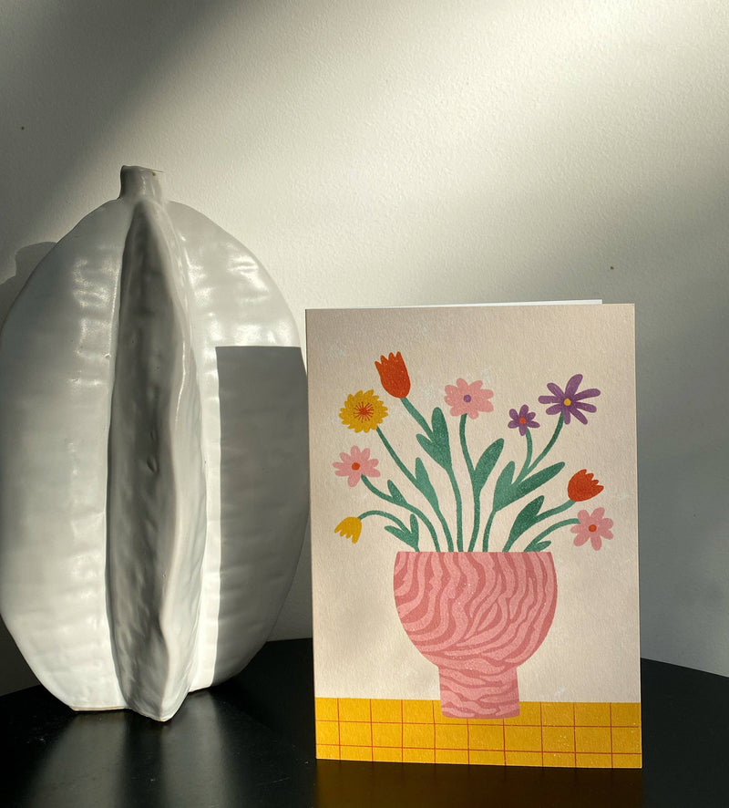 Flower Vase Card - Illustrated Flower Card | Floral Greeting