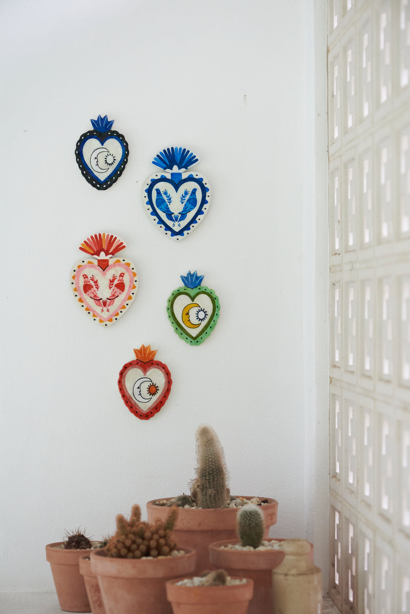 PAJARO HEART PINK WALL ART