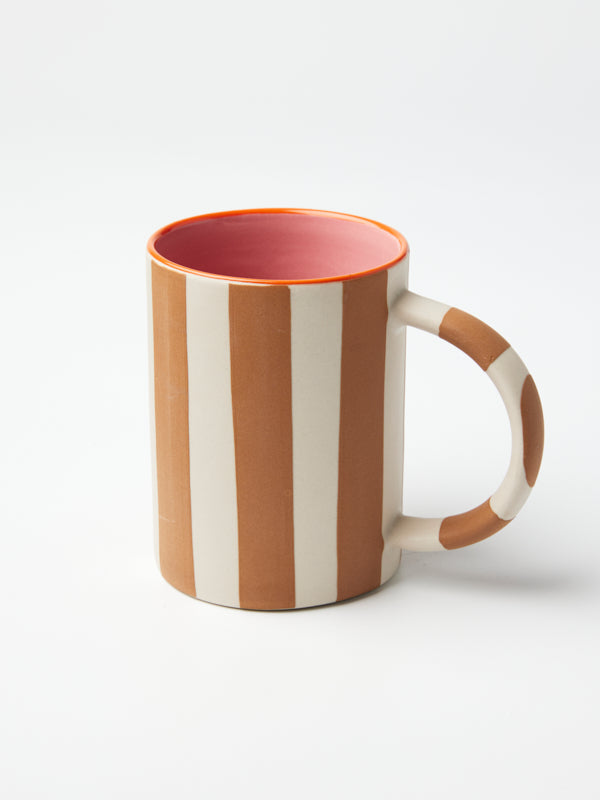 HAPPY STRIPE TAN MUG