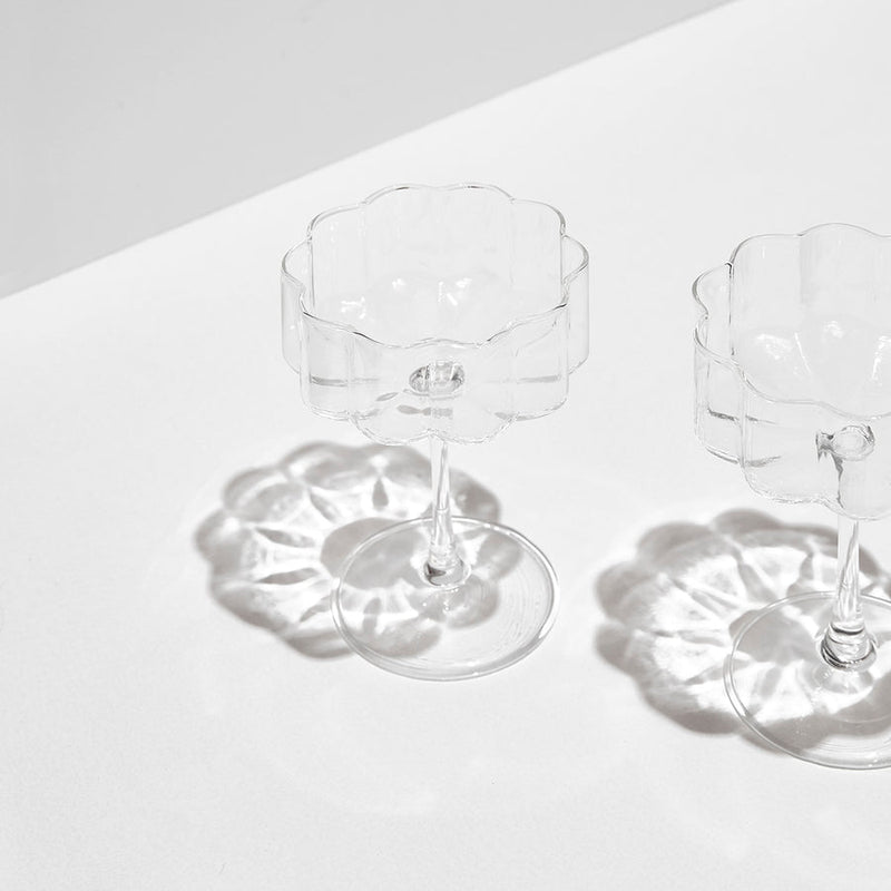 FAZEEK | TWO WAVE COUPE GLASSES - CLEAR