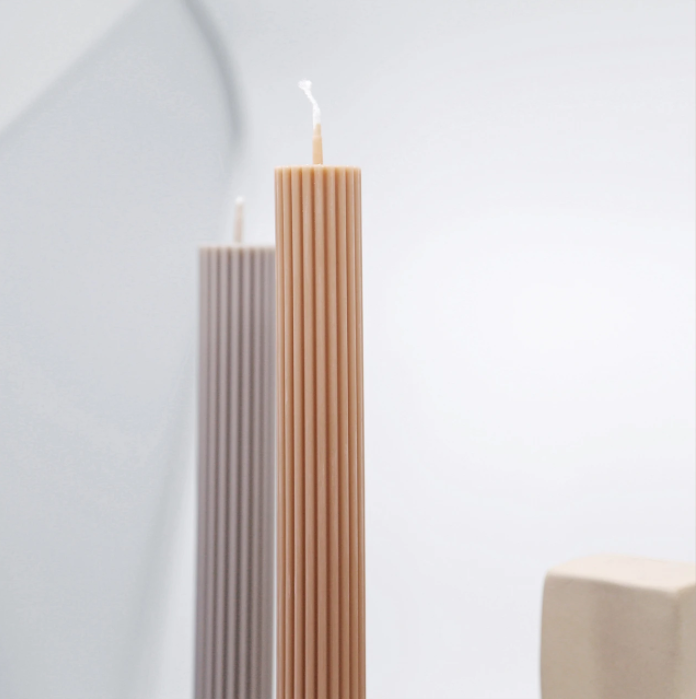BLACK BLAZE | Column Pillar Candle - Peach