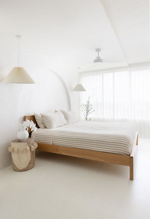 100% LINEN SHEETS | TAN STRIPE