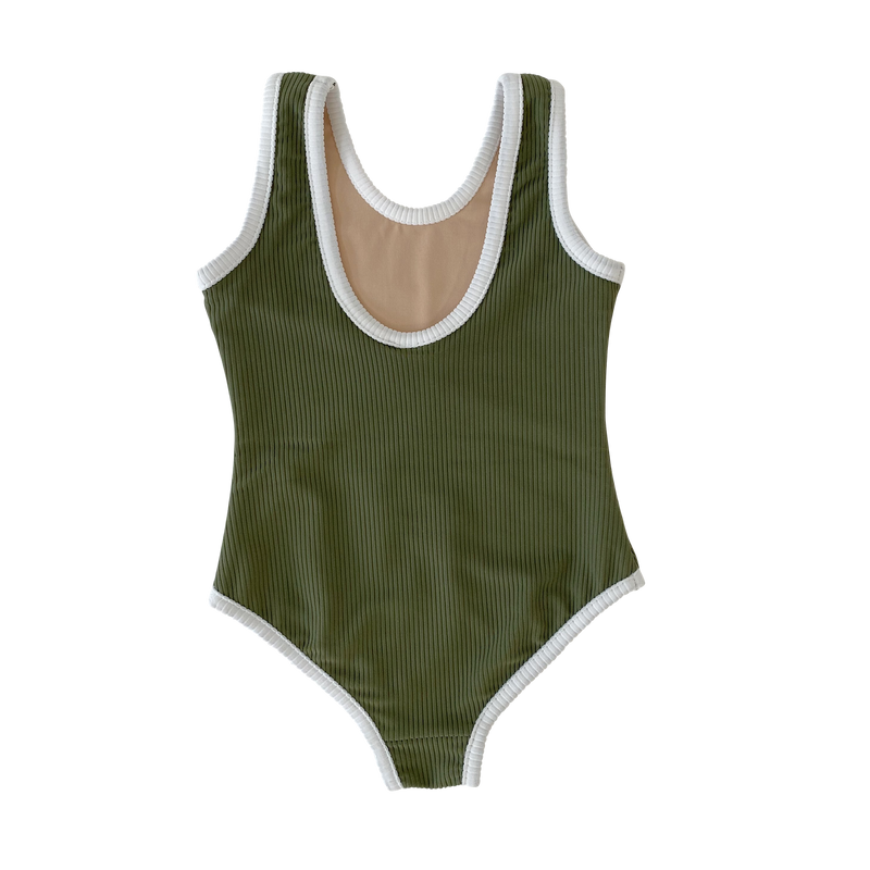 THE GIRLS RIBBED ONE PIECE | OLIVE