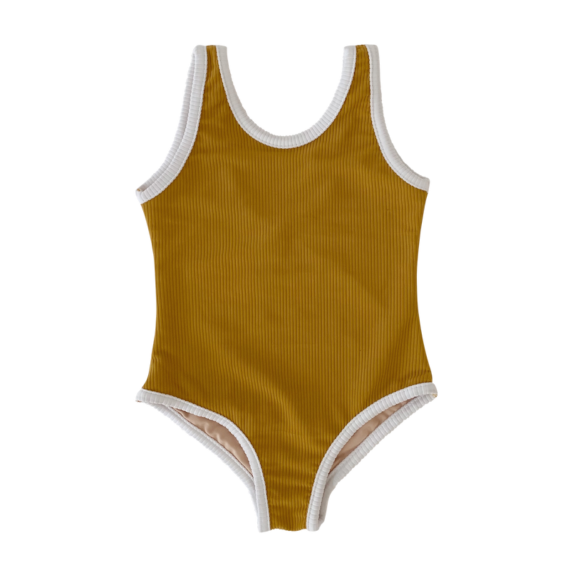 THE GIRLS RIBBED ONE PIECE | OCHRE