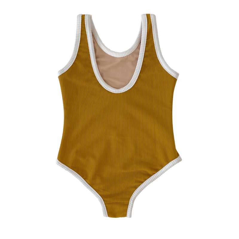 THE GIRLS RIBBED ONE PIECE | OCHRE