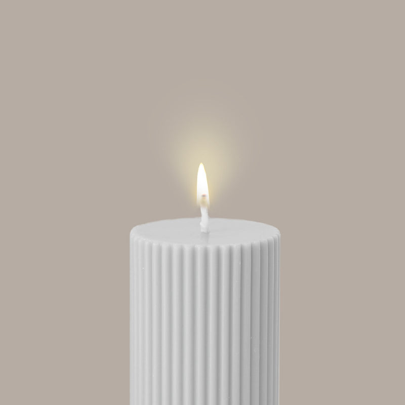 BLACK BLAZE | Wide Column Pillar Candle - Cream White