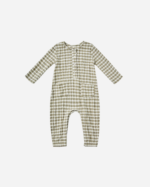 RYLEE+ CRU | OLLIE JUMPSUIT - OLIVE GINGHAM