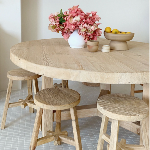 Round elm dining deals table