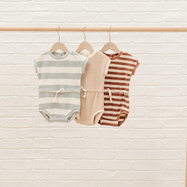 QUINCY MAE | TERRY RETRO ROMPER - SKY STRIPE